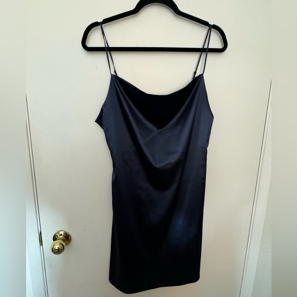 AE Studio satin navy/sapphire blue mini dress